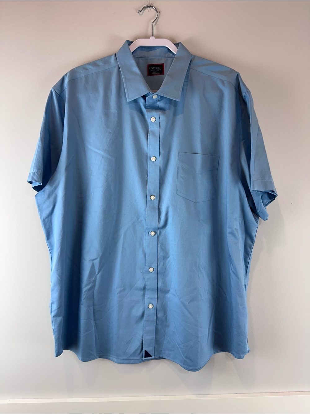 Untuckit Blue Short Sleeve Casual Button Up Twill Hargrove WF Shirt Size 3X